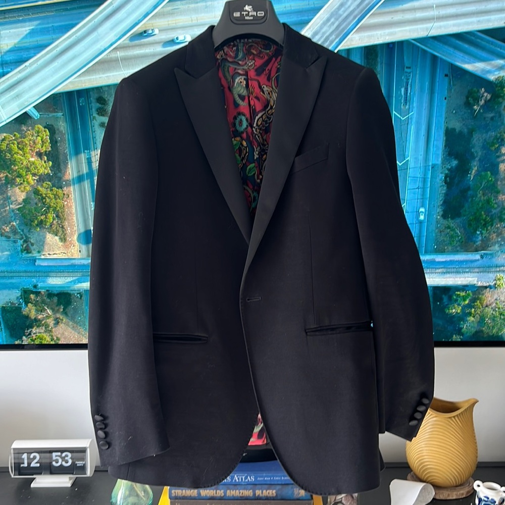 Black ETRO Peak Lapel Dinner Jacket Size 50 (US40)